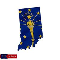 Indiana stato carta geografica con agitando bandiera di noi stato. vettore