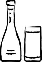 Gin bicchiere e bottiglia mano disegnato vettore illustrazione