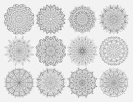 motivo circolare a forma di mandala con fiore per l'henné vettore