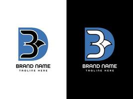 db uccello logo design vettore