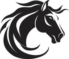 semplicistico galoppo iconico cavallo emblema grazioso mustang maestà nel nero emblema design vettore