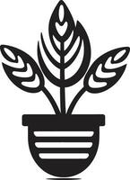 botanico armonia nel nero vettore pianta pentola iconico crescita maestà giardino pentola emblema