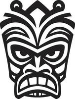 serenata di indigeno spirito monocromatico emblema culturale icona di tradizione tiki vettore design