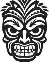 tribale tradizione nero tiki maschera logo silhouette culturale icona monocromatico tiki maschera simbolo vettore