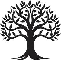 arboreo nel monocromatico iconico logo arte eleganza nel il foresta emblematico albero simbolo vettore