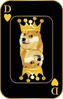 criptovaluta dogecoin, illustrazione della carta del re della moneta del doge vettore