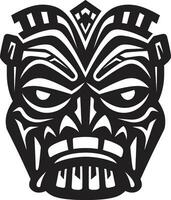serenità nel monocromatico abilità artistica indigeno maschera design iconico simbolo di tribale maestà monocromatico emblema vettore