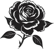 nobile custode di fioritura bellezza monocromatico rosa emblema mazzi di fiori bellezza nel nero e bianca emblematico design vettore