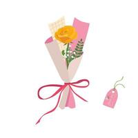 mazzo di rosa. rosa mazzo vettore illustrazione. amore fiore. floreale mazzo avvolto nel regalo carta. regalo per speciale giorno, piace compleanno, San Valentino giorno, Da donna giorno, festa della mamma