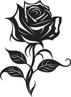 emblematico serenata nel nero logo simbolo senza tempo floreale maestà moderno rosa emblema vettore