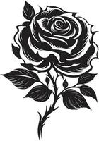 regale rosa maestà emblematico fioritura emblema serenità nel nero e bianca fioritura Rose vettore