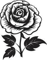 eleganza nel petalo serenità monocromatico logo semplicistico giardino silhouette emblematico rosa icona vettore