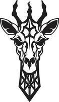 minimalista nature arte giraffa icona iconico serenità nel nero giraffa logo vettore