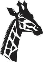 torreggiante grazia nel nero emblema design regale collo ambasciatore giraffa logo vettore