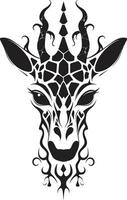 iconico serenità nel nero giraffa logo emblema di grazioso maestà vettore icona