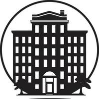 architettonico eccellenza appartamento edificio emblema orizzonte fascino nero appartamento logo vettore