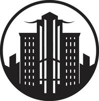 nero logo di eccellenza appartamento edificio moderno alto salire icona nero vettore design