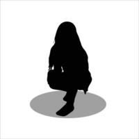 ragazza seduta silhouette vettore