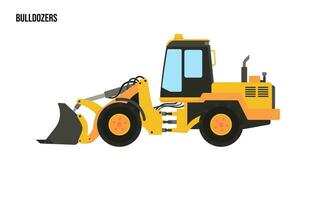 bulldozer pesante attrezzatura piatto illustrazione, scavatrice pesante attrezzatura logo modello vettore
