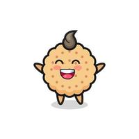 personaggio dei cartoni animati di biscotti rotondi bambino felice vettore