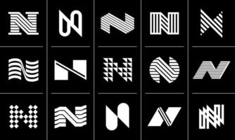 minimalista linea piatto astratto lettera n logo icona design impostato vettore