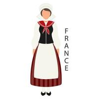 donna nel francese nazionale tradizionale costume. cultura e retrò tradizioni di Francia. illustrazione, modello, vettore