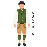 un' uomo nel un austriaco popolare costume e copricapo. cultura e tradizioni di Austria. illustrazione, vettore