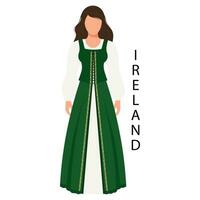 donna nel irlandesi popolare costume. cultura e tradizioni di Irlanda. illustrazione, vettore