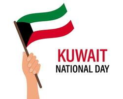 Kuwait indipendenza giorno, Kuwait nazionale giorno. mano Tenere Kuwait bandiera. manifesto, vettore
