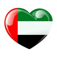 Emirati Arabi Uniti bandiera nel il forma di un' cuore. amore cuore con Emirati Arabi Uniti bandiera. 3d illustrazione, vettore