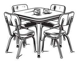 tavolo con sedie mobilia schizzo mano disegnato . vettore illustrazione di mobilia elementi