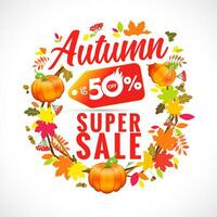 autunno super vendita striscione. shopping buono. su per 50 per cento via sconto vettore