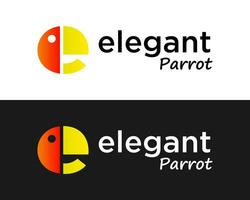 lettera e monogramma pappagallo testa logo design. vettore