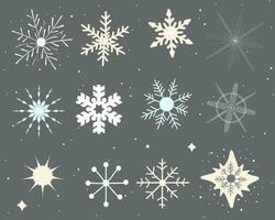 mano disegnato i fiocchi di neve collezione. Natale illustrazione, carino fiocchi di neve. vettore