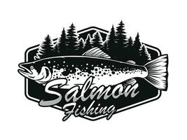 selvaggio salmone pesca logo concetto vettore