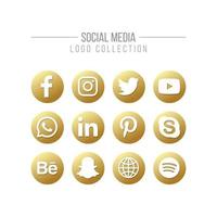 social media e rete isolata logo dorato collezione su bianco vettore
