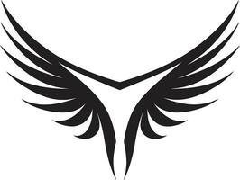serenata nel semplicità nero angelo Ali emblema eleganza nel volo iconico angelico simbolo vettore