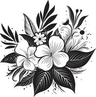 tropicale bellezza nero floreale icona nel vettore elegante oasi botanico tropicale floreale logo
