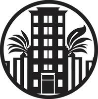 elegante alto salire vivente urbano vettore icona sofisticato urbano eccellenza nero logo per appartamenti