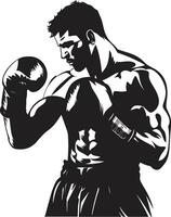 sportivo eleganza nel monocromatico nero vettore icona vettore abilità artistica ridefinito boxe uomo emblema