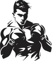 sportivo eleganza nel monocromatico nero vettore icona vettore abilità artistica ridefinito boxe uomo emblema