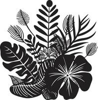 vettore abilità artistica esotico floreale emblema nel nero tropicale eleganza nero logo design con floreale icona