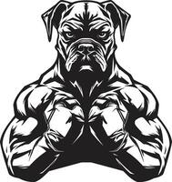 vettore abilità artistica svelato pugile cane portafortuna logo atletico energia nero pugile cane icona nel vettore