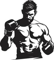 boxe eroismo nero logo con pugilistico uomo combattenti spirito vettore icona nel nero