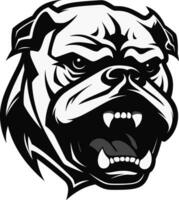 bulldog spirito nero logo con iconico cane canino coraggio vettore icona nel nero