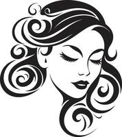mistico eleganza vettore icona con womans viso eterno serenità logo design con nero femmina viso