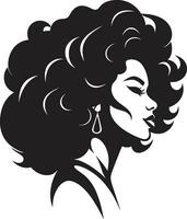 intrigante eleganza vettore icona di femmine viso nel nero monocromatico delicato fascino nero logo con femmine profilo nel monocromatico