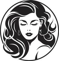 intrigante eleganza vettore icona di un' womans viso delicato fascino nero logo con un' femmine viso
