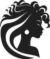 grazioso sguardo vettore icona di un' womans viso iconico femminilità nero viso design emblema