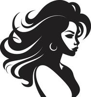 intrigante eleganza vettore icona di femmine viso nel nero monocromatico delicato fascino nero logo con femmine viso nel monocromatico